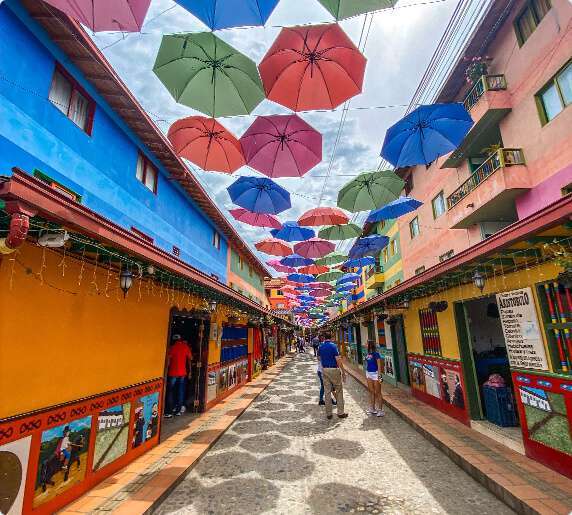 colombia avenue with umbrellas