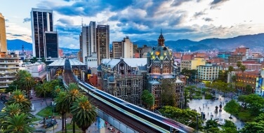 downtown Colombia sunset and city scape